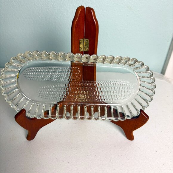 Vintage Pressed Glass Corn on the Cob Dish 9 x 4 x 1 - Picture 1 of 3